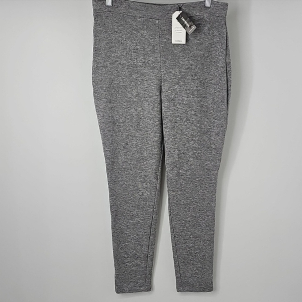 Express Sz:L Gray High-Waisted Knit Leggings Loungewear Travel Casual Cozy